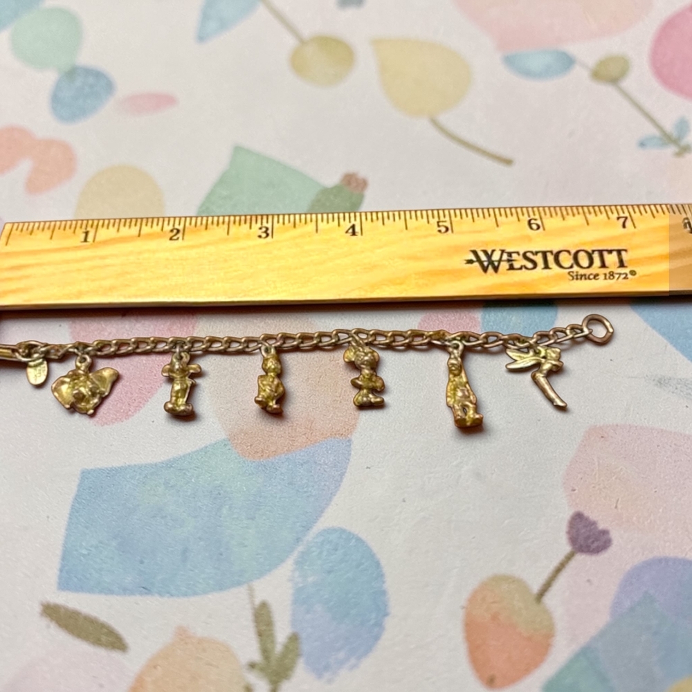 Antique Disney Vintage 6" Gold  Charm Bracelet - Picture 7 of 9